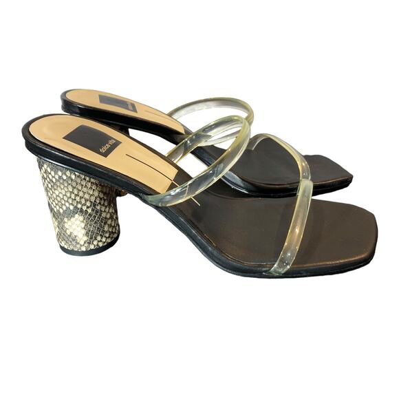 Dolce Vita Noles Crystal Snake Print High Heel Sandals Women’s 8.5 Vinyl Straps - Picture 1 of 9